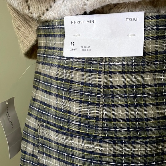 NWT American Eagle Green, Blue & White Plaid Stretch Mini Skirt, Size 8 - Picture 9 of 14